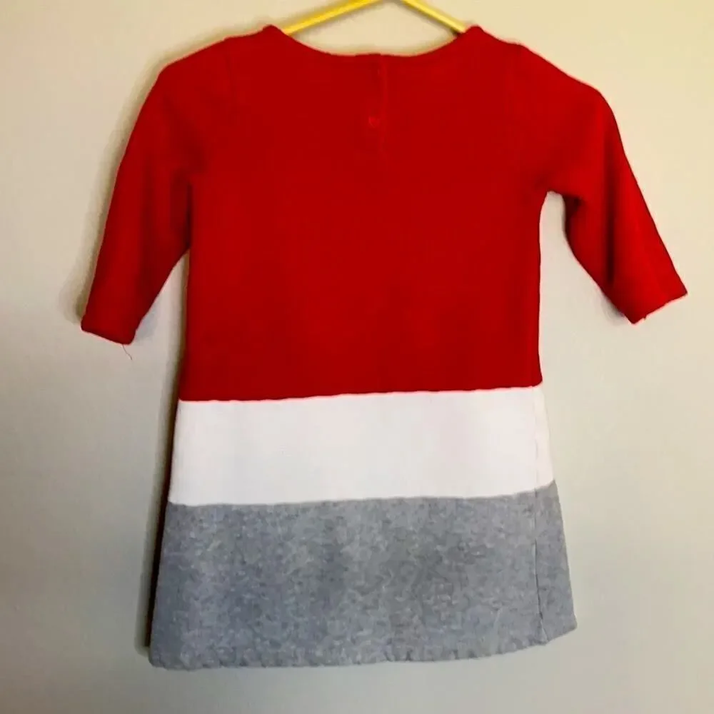 Girls Gymboree Dress Size 7 Color Block Red White and Grey